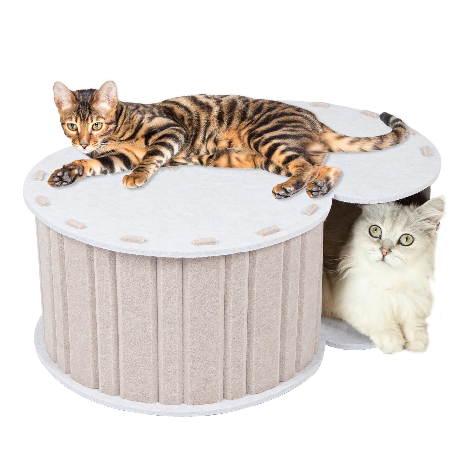 Qpets® Cat Hideaway Tunnel House Cat Tunnel Semi-Closure Scratcher Roofed House DIY Assembly Felt Hiding Game Qpets® Cat Hideaway Tunnel House Cat Tunnel Semi-Closure Scratcher Roofed House DIY Assembly Felt Hiding Game